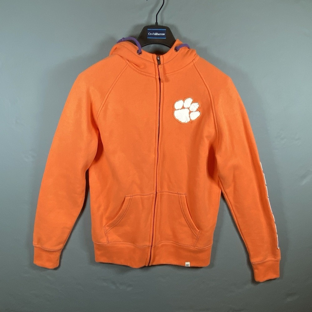 Colosseum Clemson Tigers Mens Medium Hoodie Full Zip Orange Paw Logo Sweatshirt